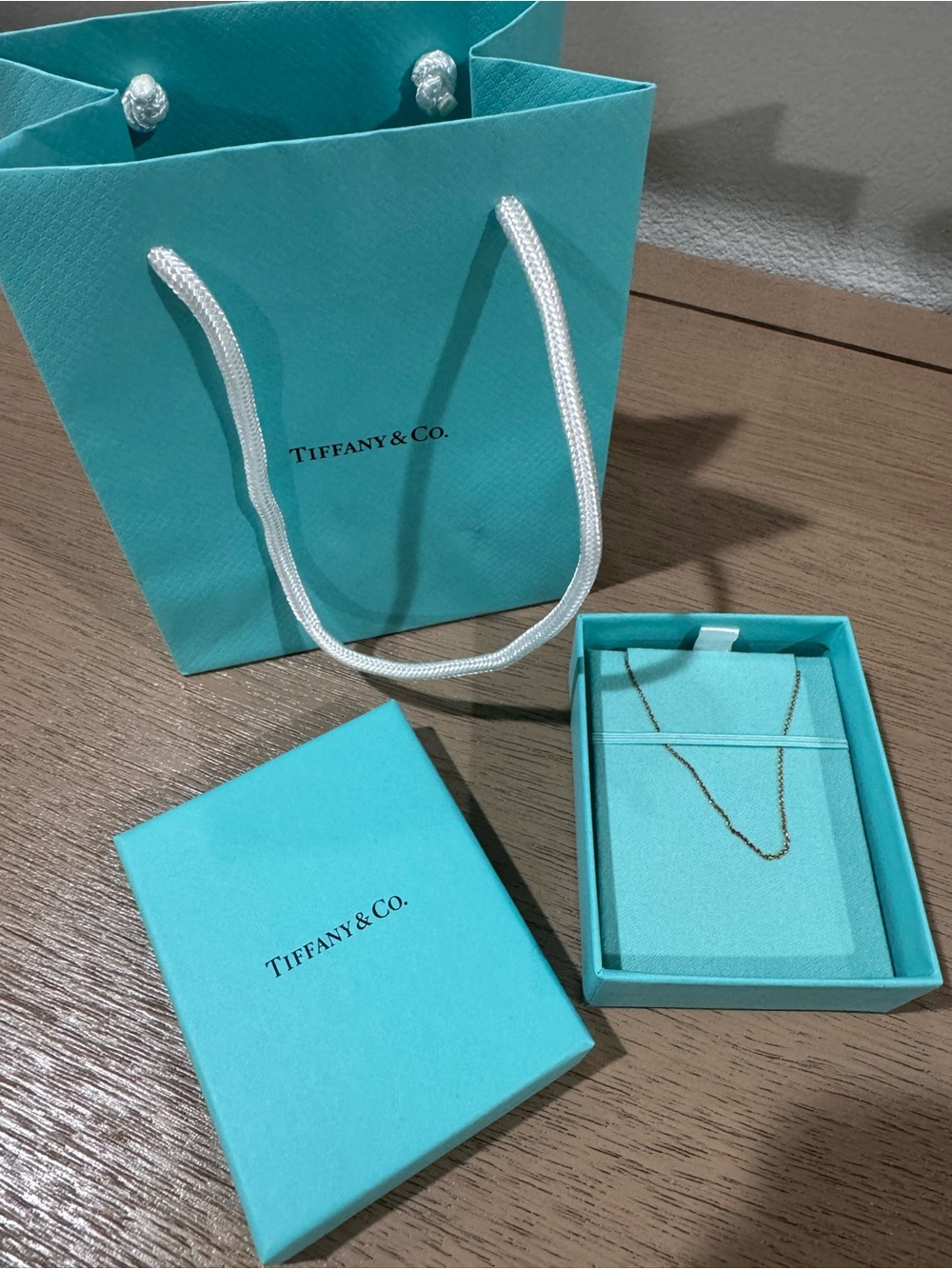 Tiffany & Co 18K Yellow Gold Cable Chain Necklace 16 inch (Full set)